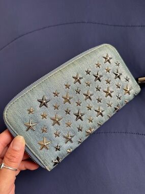 Jimmy Choo "Filipa" (or "Pippa") Star Studded Zip-Around Wallet